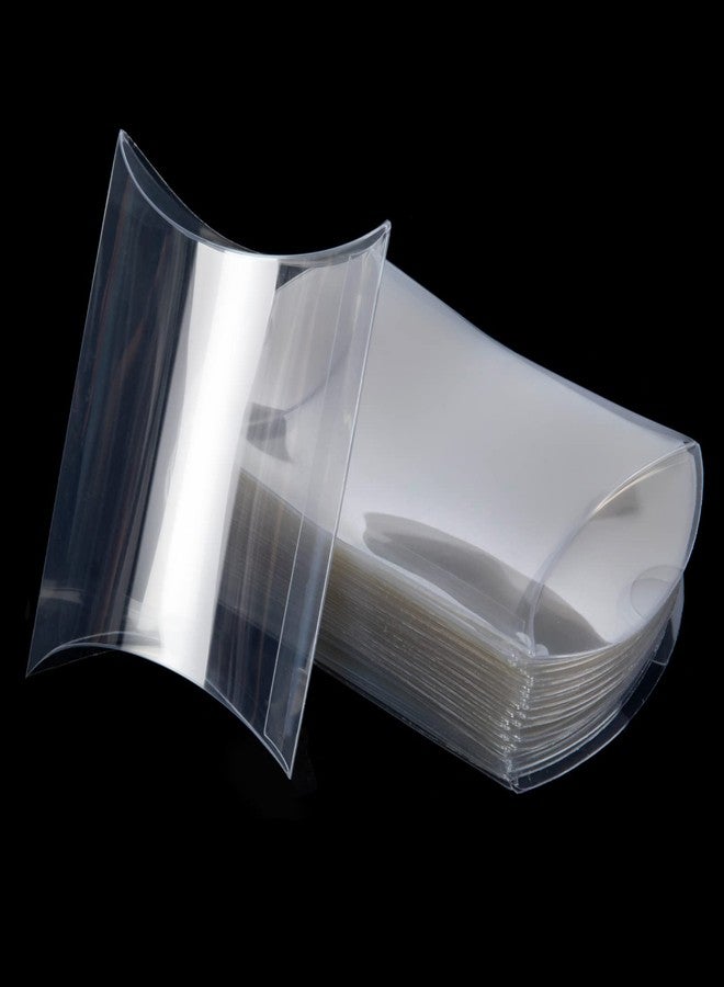 ISKYBOB 50 Pack Clear Plastic Pillow Boxes for Favors, Mini Pillow Gift Boxes for Candy Treats Transparent Packing Box 4x2 - Image 1